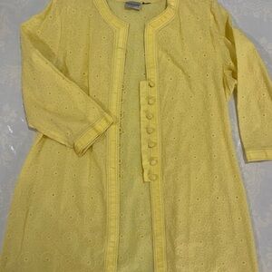 Yellow Eyelet Button-Down Tunic